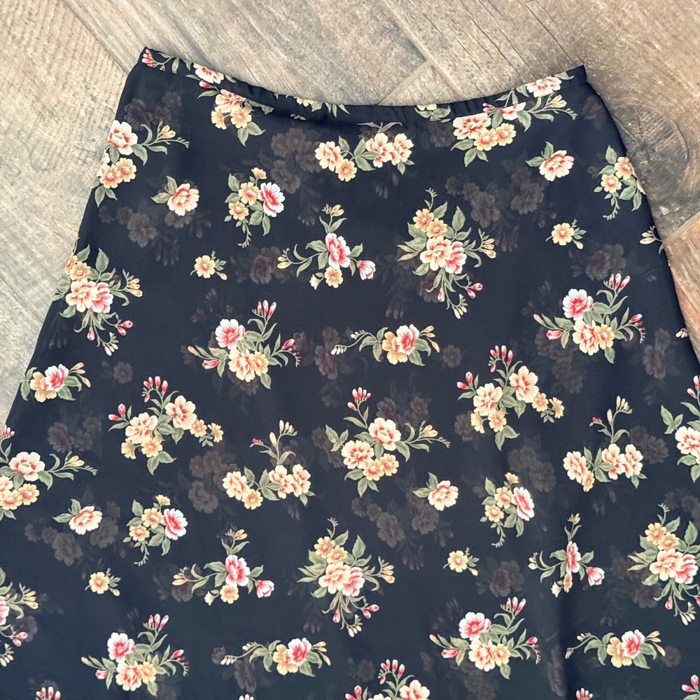 Express Compagnie Internationale Vintage 90s Womens Floral Midi Skirt, Black, M - Picture 5 of 9